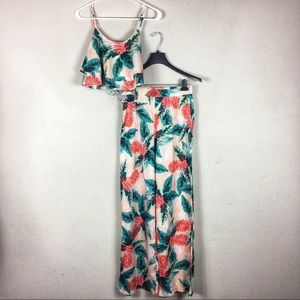 🌺 Tropical Floral Print Two Piece Pants Set